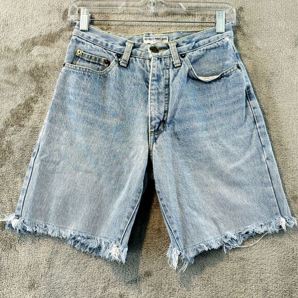 Vintage Guess Cutoff Jean Shorts Mens 28 Light Denim Wash Georges Marciano Flaws - Picture 1 of 11